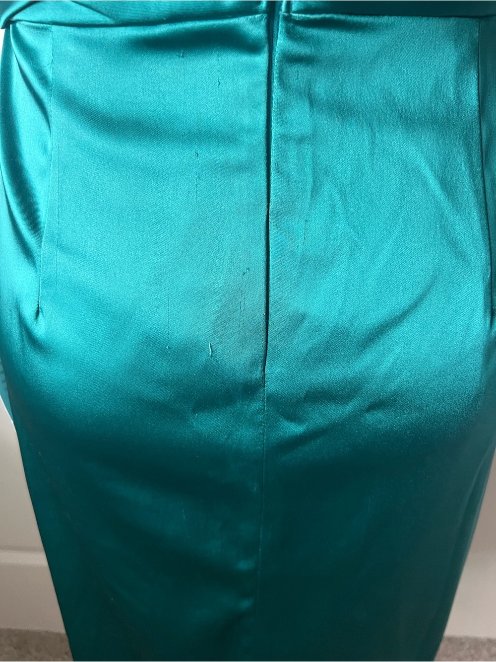 Maggy London Teal Satin Draped Midi Dress - Picture 11 of 15